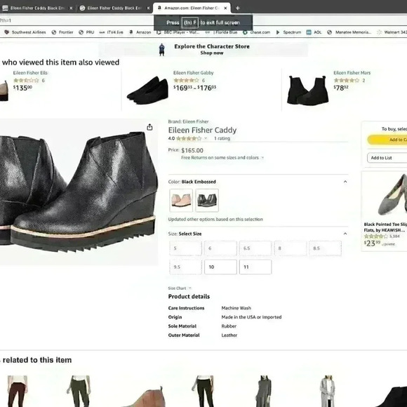 Eileen Fisher Caddy Black Embossed Size 5.5.BRAND NEW (Save $70.00) - Picture 2 of 9